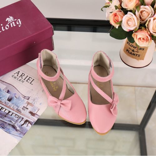 Chaussures enfants en cuir de vache fendu pointu coutures pour printemps - semelle TPR Ref 1003606