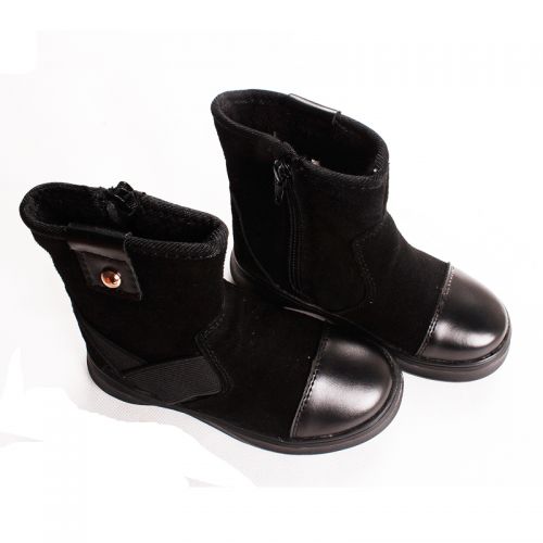 Chaussures enfants en de vache, Nubuck, ronde pour hiver - semelle caoutchouc naturel Ref 1003610