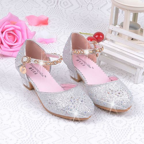 Chaussures enfants en PU pointu avec perles pour printemps - semelle caoutchouc Ref 1003660