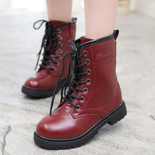 Chaussures enfants en cuir synthétique pointu coutures pour printemps - semelle caoutchouc Wear Ref 1003715