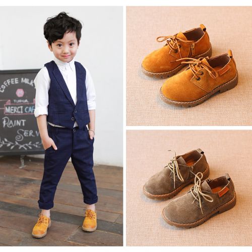 Chaussures enfants en de vache, Nubuck, ronde pour printemps - semelle caoutchouc Ref 1003883