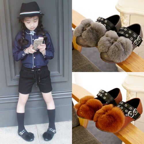 Chaussures enfants en PU tête carrée brodé pour printemps - semelle TPR Ref 1003901