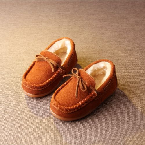 Chaussures enfants en cuir ronde coutures pour hiver - Ref 1003979