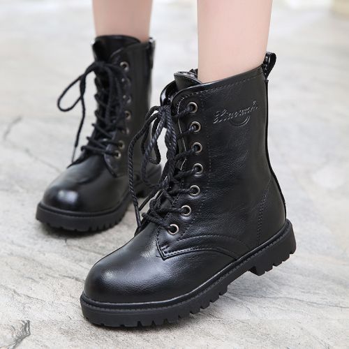 Chaussures enfants en cuir synthétique pointu coutures pour printemps - semelle caoutchouc Wear Ref 1004036