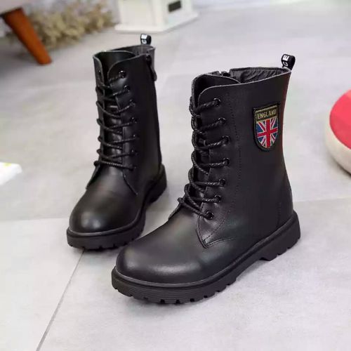 Chaussures enfants en cuir de vache fendu TAOBITU ronde coutures pour hiver - semelle caoutchouc naturel Ref 1004100