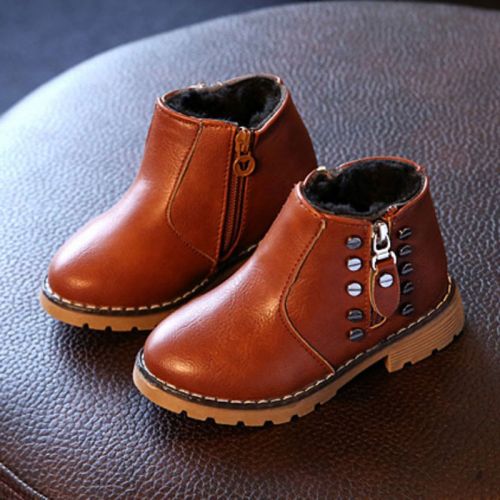 Chaussures enfants en PU ronde rivet pour hiver - semelle caoutchouc antidérapant Ref 1004169
