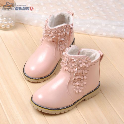 Chaussures enfants en similicuir ronde coutures cuir pour hiver - Ref 1004269