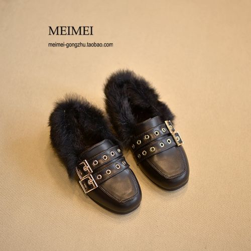 Chaussures enfants en PU tête carrée Flanger pour hiver - semelle caoutchouc carbone Ref 1004355