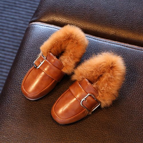 Chaussures enfants en PU tête carrée coutures cuir pour hiver - semelle TPR Ref 1004527