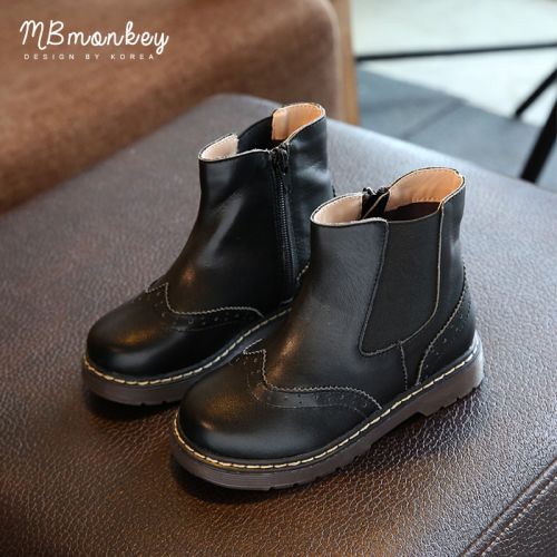 Chaussures enfants en cuir MB&AMPMONKEY ronde pour hiver - semelle caoutchouc Ref 1004587