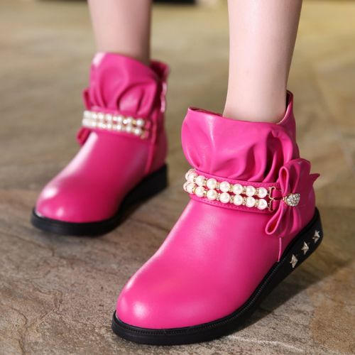 Chaussures enfants en cuir ronde coutures pour hiver - semelle caoutchouc antidérapant Ref 1004752