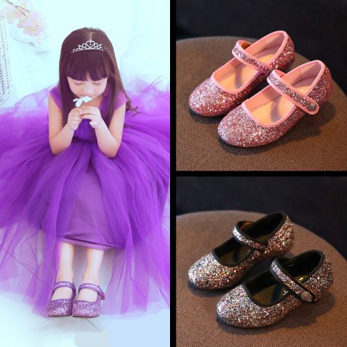 Chaussures enfants en similicuir ronde paillette pour printemps - semelle plastique Ref 1004847