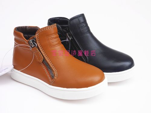 Chaussures enfants en cuir ronde pour hiver - semelle caoutchouc naturel Ref 1004975