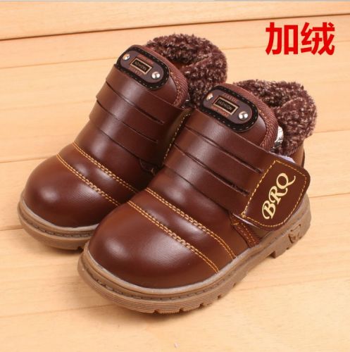 Chaussures enfants en PU ronde coutures cuir pour hiver - semelle caoutchouc antidérapant Ref 1004987