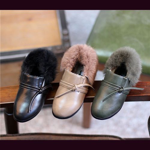 Chaussures enfants en Cuir spatial pointu pour hiver - semelle caoutchouc antidérapant Ref 1005146