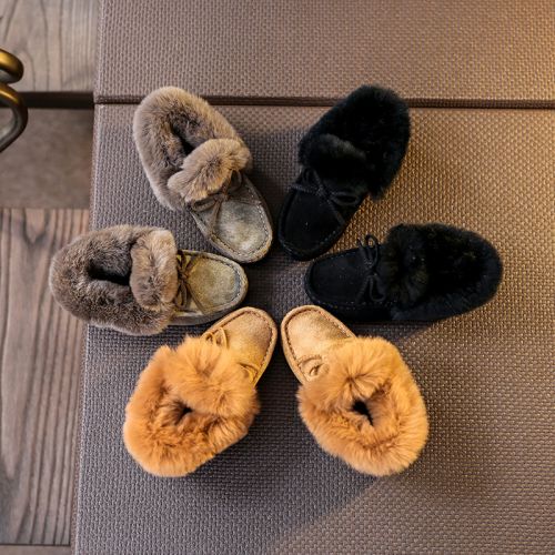 Chaussures enfants en de vache, Nubuck, ronde pour hiver - semelle caoutchouc Ref 1005421