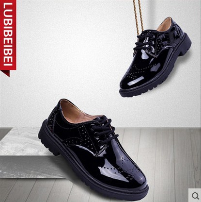 Chaussures enfants en Cuir spatial ronde creux pour printemps - semelle caoutchouc Ref 1005476
