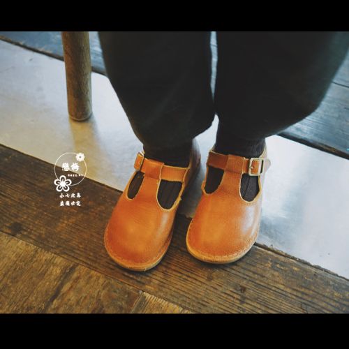 Chaussures enfants en cuir ronde pour printemps - semelle caoutchouc naturel Ref 1005688