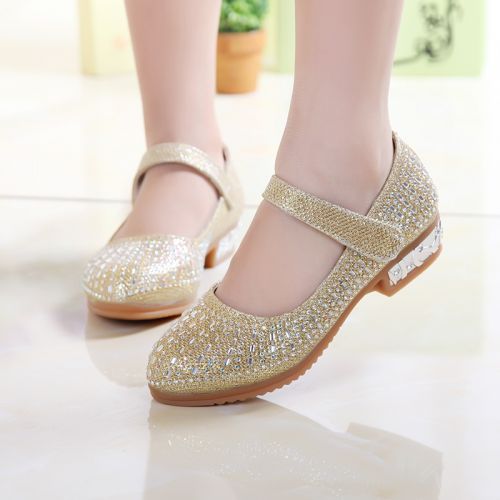 Chaussures enfants en Cuir spatial ronde avec perles pour printemps - semelle caoutchouc Ref 1005726