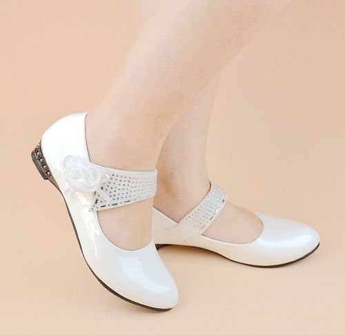 Chaussures enfants en PU pointu avec perles pour printemps - semelle caoutchouc Ref 1005893