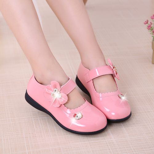 Chaussures enfants en Cuir spatial ronde avec perles pour printemps - semelle caoutchouc Ref 1005919