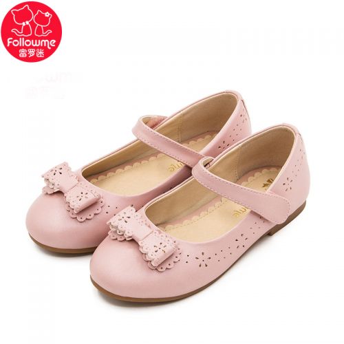 Chaussures enfants en cuir de vache fendu FOLLOW ME ronde creux pour printemps - semelle TPR Ref 1006065