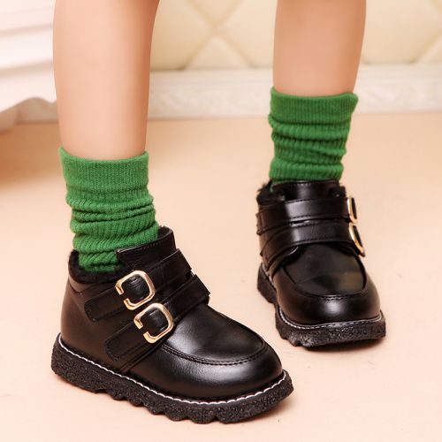 Chaussures enfants en PU ronde coutures cuir pour hiver - semelle caoutchouc antidérapant Ref 1006253