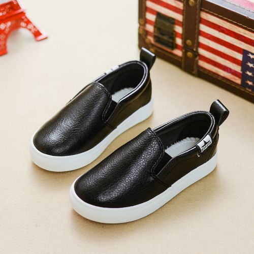 Chaussures enfants en cuir de vache fendu ronde coutures pour printemps - semelle caoutchouc antidérapant Ref 1006497