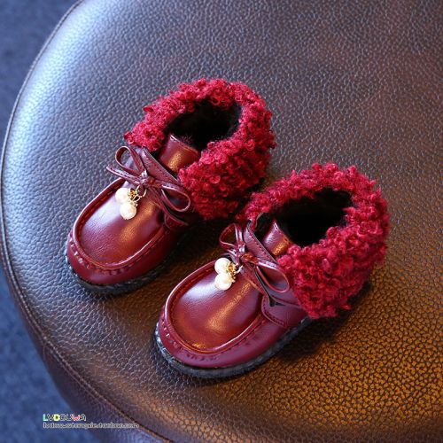Chaussures enfants en PU ronde coutures cuir pour hiver - semelle plastique Ref 1006651