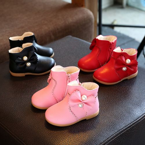 Chaussures enfants en PU ronde coutures cuir pour hiver - Ref 1006722