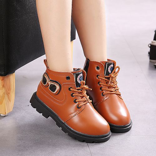 Chaussures enfants en PU ronde coutures cuir pour hiver - semelle caoutchouc antidérapant Ref 1006754