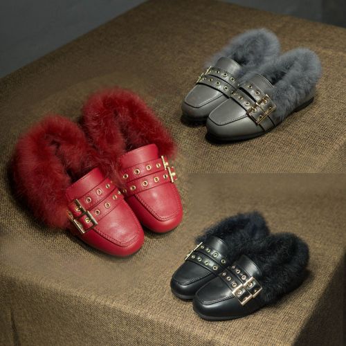 Chaussures enfants en Cuir spatial tête carrée pour hiver - semelle caoutchouc naturel Ref 1006762