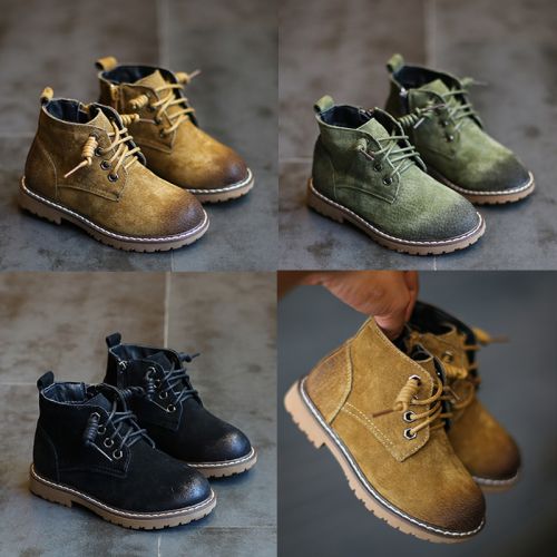 Chaussures enfants en de vache, Nubuck, ronde pour hiver - semelle caoutchouc Ref 1006826