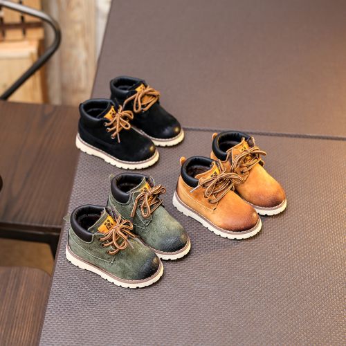Chaussures enfants en de vache, Nubuck, ronde pour hiver - semelle caoutchouc naturel Ref 1006840