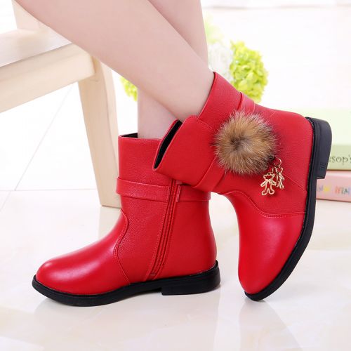 Chaussures enfants en cuir synthétique houppe pour hiver - semelle caoutchouc Ref 1006879