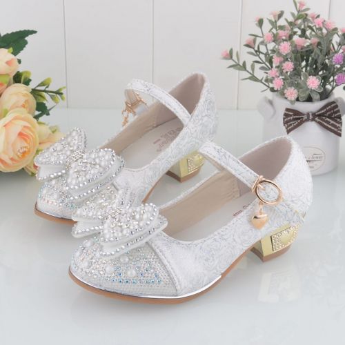 Chaussures enfants en Cuir spatial ronde avec perles pour printemps - Ref 1007075