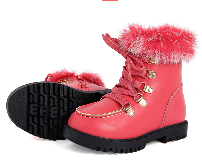 Chaussures enfants en cuir de vache fendu ronde pour hiver - semelle caoutchouc naturel Ref 1007199