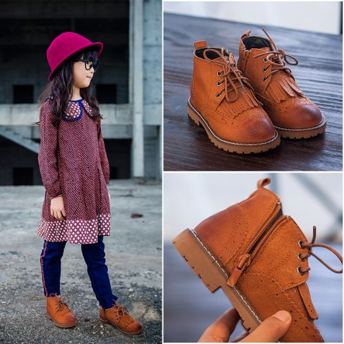 Chaussures enfants ronde coutures cuir pour printemps - semelle caoutchouc naturel Ref 1007294