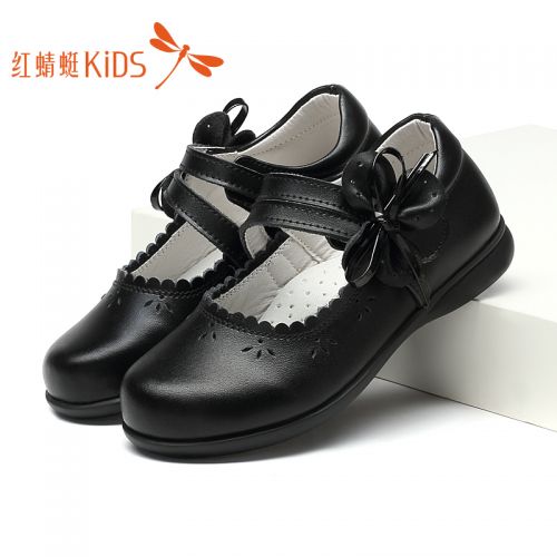 Chaussures enfants en cuir de vache fendu REDDRAGONFLY ronde pour printemps - semelle TPR Ref 1007