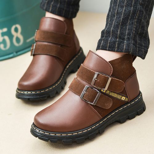 Chaussures enfants en cuir ronde coutures pour hiver - semelle caoutchouc naturel Ref 1007476