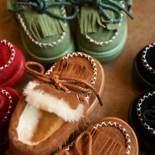 Chaussures enfants ronde coutures cuir pour hiver - semelle caoutchouc Ref 1007502