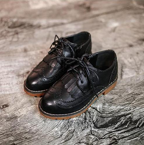 Chaussures enfants en cuir ronde houppe pour printemps - semelle caoutchouc Ref 1007529