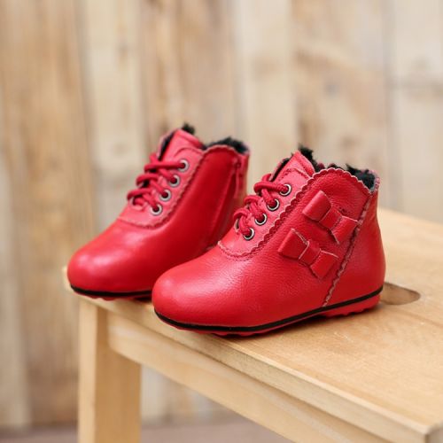 Chaussures enfants en cuir ronde pour hiver - semelle caoutchouc naturel Ref 1007831