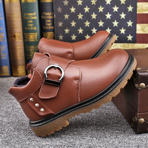 Chaussures enfants en cuir de vache fendu ronde pour hiver - semelle TPR Ref 1007836