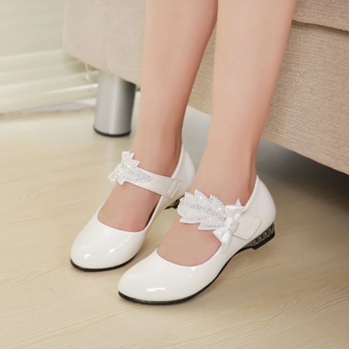 Chaussures enfants en Cuir spatial pointu avec perles pour printemps - semelle caoutchouc Ref 1008083