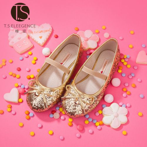 Chaussures enfants en similicuir TSELEEGENCE ronde paillette pour printemps - semelle caoutchouc Ref 1008272