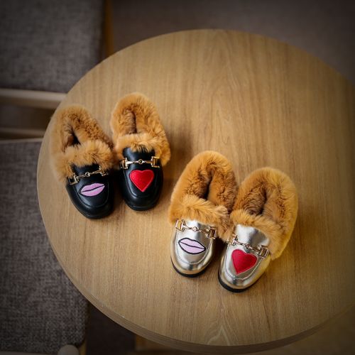 Chaussures enfants en PU ronde houppe pour hiver - semelle caoutchouc antidérapant Ref 1008284