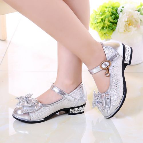 Chaussures enfants en PU ronde avec perles pour printemps - semelle caoutchouc Ref 1008394