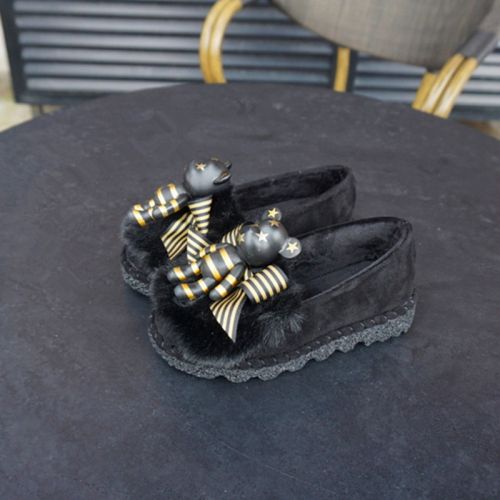 Chaussures enfants en de vache, Nubuck, ronde pour hiver - semelle caoutchouc antidérapant Ref 10084