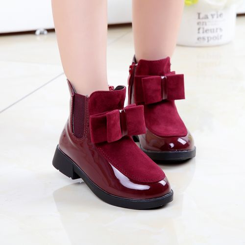 Chaussures enfants en PU ronde coutures cuir pour hiver - semelle caoutchouc Ref 1008760